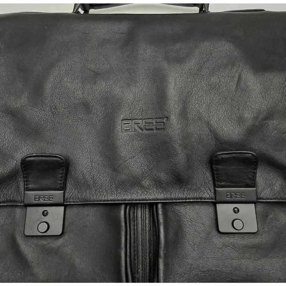 BREE of Germany LEATHER BRIEFCASE Laptop Bag Document Bag Black